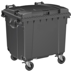 Контейнер для твердих побутових відходів, 1100 л, EN 840-2, п/в, ВСМ ЕКО, сірий